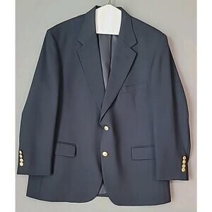 Wimbledon of England Blazer Men’s 44R Blue Wool Blend Gold Buttons • EUC